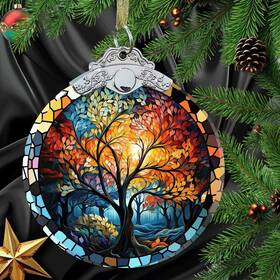 -us 445038558506 Tree Of Life Crystal Glass 3 Inch Hanging Ornament - Christmas Decor Gift And Holiday
