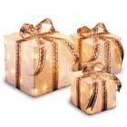 00332393 Holiday Express White Christmas Gift Boxes Lighted Decor 750218332393