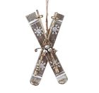 008246063742 Undisclosed Silver And Gold Wooden Skis Ornament By