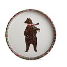025466984480 Tag Woodlands Plaid Bear Tin Tray Joy To