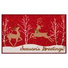 038698768605 Nicholas Square Dark Red Season Greetings Fancy Deer