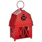 3828984 048893239374 Raz Imports New Red Metal Barn Christmas Lantern