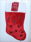 0785412 Holiday Living Christmas Stocking Red Plush White Cuff 681884013982