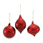 086131448256 Kurt Adler Glass Red Ball Onion Finial Ornaments