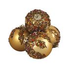 093422092098 Barcana Gold Glitter Sequin Beaded Shatterproof Christmas Ball