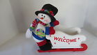 099794004844 Brite Christmas Welcome Decoration Plush Snowman On Wood