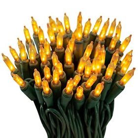 100 Gold Frost Christmas Lights On A Green Wire String Ul Approved Indoor