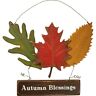 100774 Pbk New Primitive Hanging Wood Sign Autumn Blessings Harvest Leaves