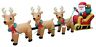 12 Foot Long Lighted Christmas Inflatable Santa Claus On Sleigh With 3