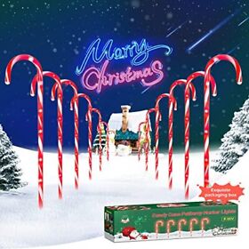 12 Pack Christmas Candy Cane Pathway Lights With Stake 21inch Led