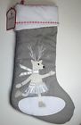 1260595 Pottery Barn Kids Ice Skater Reindeer Quilted Holiday Stocking Gray