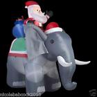 13455 Hah 10.5 Ft Christmas Santa Elephant Sleigh Lighted Airblown Inflatable Yard Decor