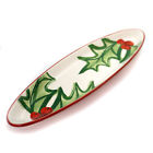 1771138 Tabletop Holly Leaves Tray Ceramic Oval Christmas 098111195333