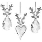 1960 Crystal Ornaments Reindeer Set Of Glass With Glitter 794580019605