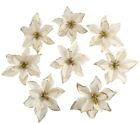1s-sfh-gld-50 Ourwarm Glitter Poinsettia Christmas Tree Ornaments Artificial
