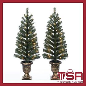 2-count Pre-lit 3.5-foot Artificial Light-up Porch Christmas Trees
