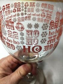 2 Ho Red Clear Glass Goblets White Snowflakes Stemware 11.5 Oz Christmas