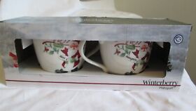 2 Pfaltzgraff Winterberry 20 Oz Mugs Christmas Naughty And Nice New In Box