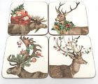 21191707833404 Pottery Barn Silly Stag Cork Back Coasters Christmas