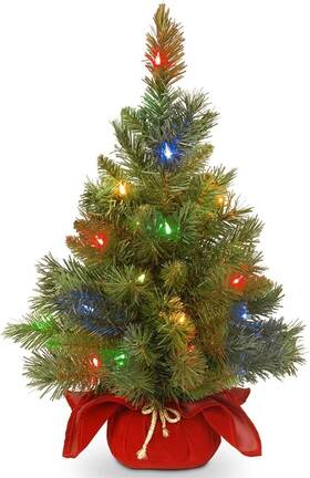 212 Main 609385000010 Majestic Spruce 2 Ft Christmas Tree In Burgundy Cloth Bag With 35 Multicolor