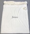 2137990 Pottery Barn Kids Ivory Chamois Large Santa Bag James Monogram