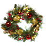 22inch Light-up Christmas Wreath With Red And Gold Ornaments Plug-in Led Lights
