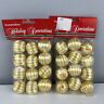 24 Vintage Unbreakable Christmas Tree Ornaments Yellow And White Thread 1 1/4inch