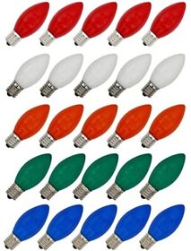 25 Pack C9 Multicolor Christmas Replacement Light Bulbs Steady Burning