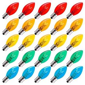 25 Pack Replacement Light Bulbs Transparent Blubs For C7 Christmas String