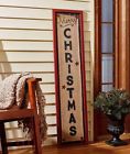 2650148 Afoyft Red Burlap Porch Sign Wall Art Merry Christmas Rustic