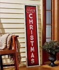 2650149 Afoyft White Burlap Porch Sign Wall Art Merry Christmas Rustic