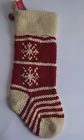2690212 Pottery Barn Knit Snowflake Stocking With Bells Red Cream