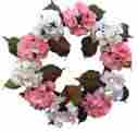 27g0107 Mills Floral Back To School Glorious Hydrangea Wreath Pink White 664118023797