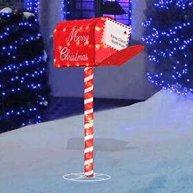 3 Ft Led Lighted Christmas Mailbox Outdoor Decorations For Yard Home Clearance