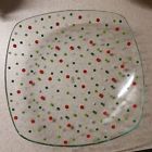 3010 Pampered Chef Holiday Dots Square Clear Polka Dotted Bowl Includes