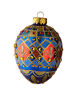 30507164410000 Kurt Adler Glass Egg Ornament Blue Checkered 086131490156