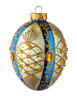 30507164430000 Kurt Adler Glass Egg Ornament Gold Blue 086131490170
