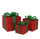 31458004 Northlight Tinsel Gift Box Green Bow Sculpture Holiday 0093422709934
