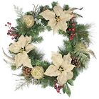 31736408 Northlight Unlit Autumn Harvest Burlap Poinsettia Moss Ball Mixed Pine