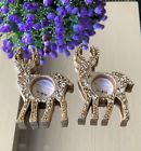 3234655 Pier One Candle Holders Wood Beaded Reindeer Tealight