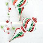 3824699 Raz Imports New Large Red Green Striped Finial Glass Christmas