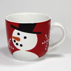 413-895 Crate Barrel Top Hat Snowman Mug Cup Red White Christmas