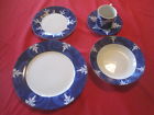 42-pc Lace Snow Holiday Hostess Service For 8 Sno Blue White Ceramic China Wonderful