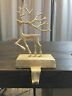 4233534 Pottery Barn Small Merry Reindeer Brass Stocking Holder Deer Christmas