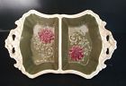 445202 Grasslands Road Christmas Divided Poinsettia Sided Candy Serving Dish Euc
