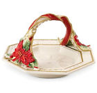 49-358 Fitz And Floyd Poinsettia Santa Holiday Basket New 742414376271