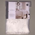 490670500762 Threshold Winter Metallic Snowflake Table Cloth Oblong White