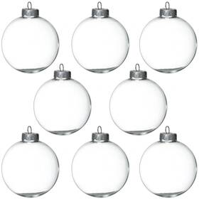 4es Novelty 810137038544 12 Pack 3.15 Inch Clear Glass Christmas Ornament Balls - Fillabl