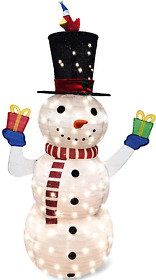 5 Ft Collapsible Snowman Led Yard Light For Christmas Outdoor Garden Decora