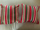 544-183 Crate Barrel Set Of And Holiday Ribbon Pillows With Inserts